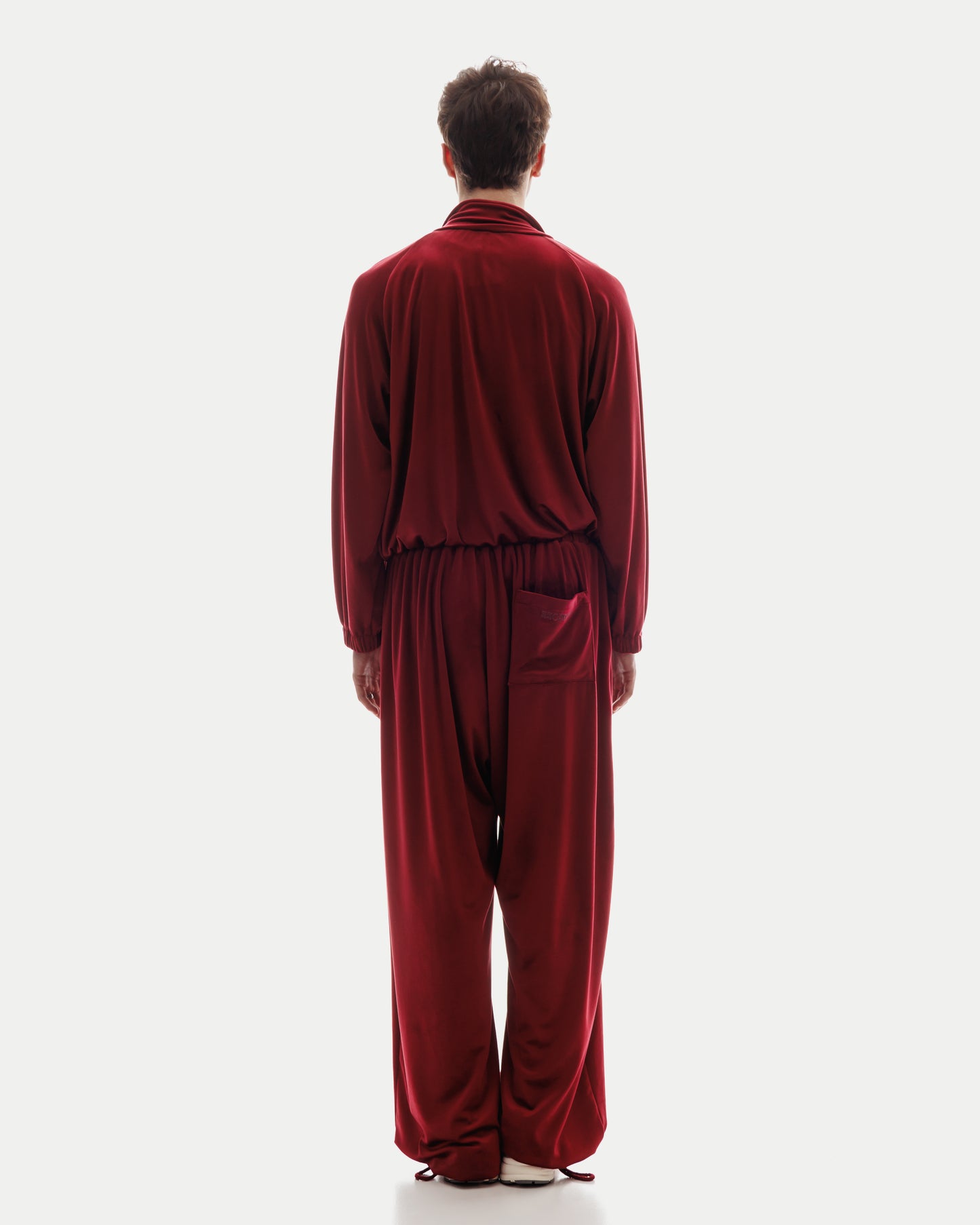 VELOUR JOGGERS in Cherry Red