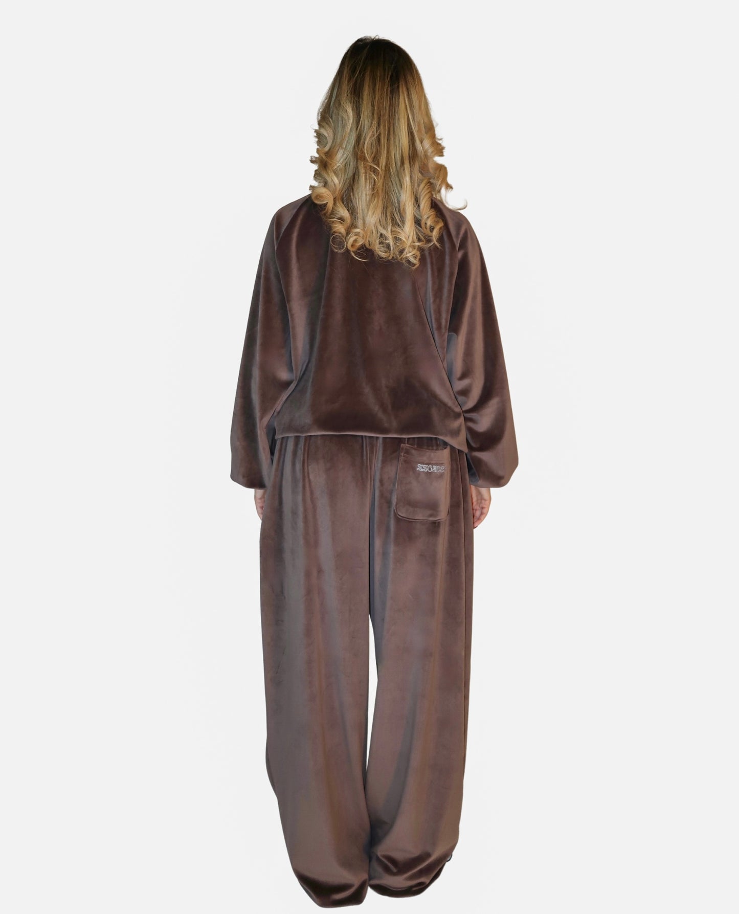 VELOUR SET in Olive Brown