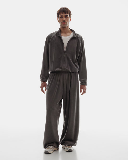 VELOUR JOGGERS in Shark Gray