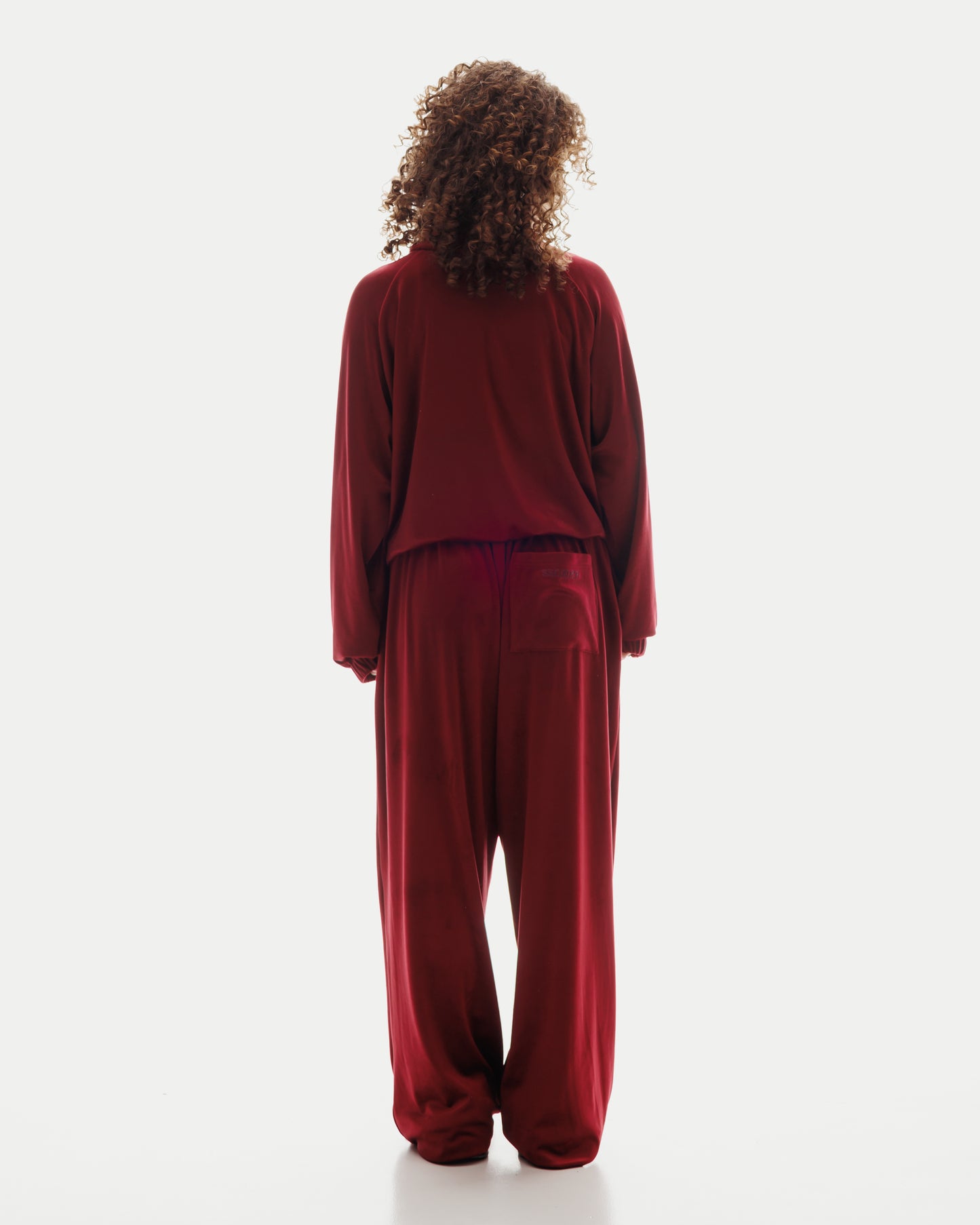 VELOUR JOGGERS in Cherry Red