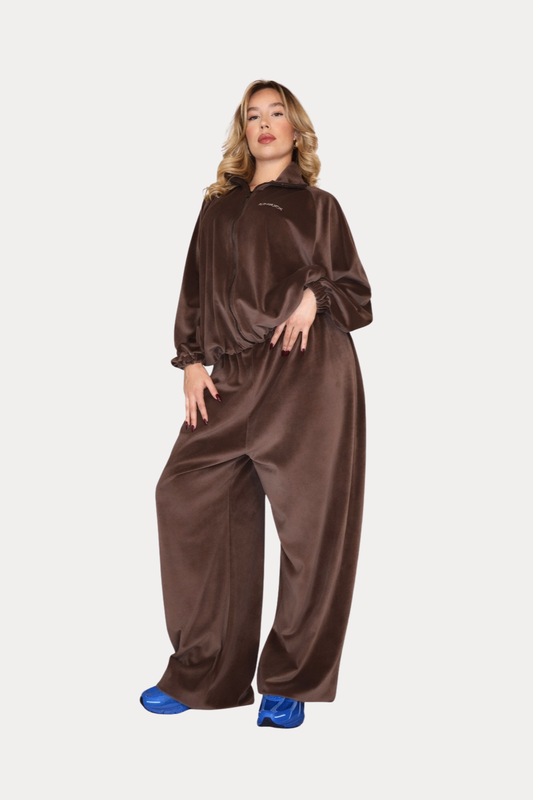 VELOUR SET in Olive Brown