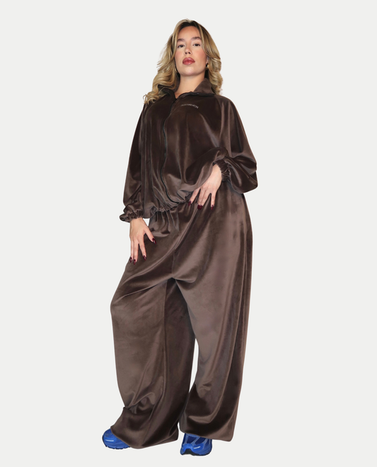 VELOUR SET in Olive Brown