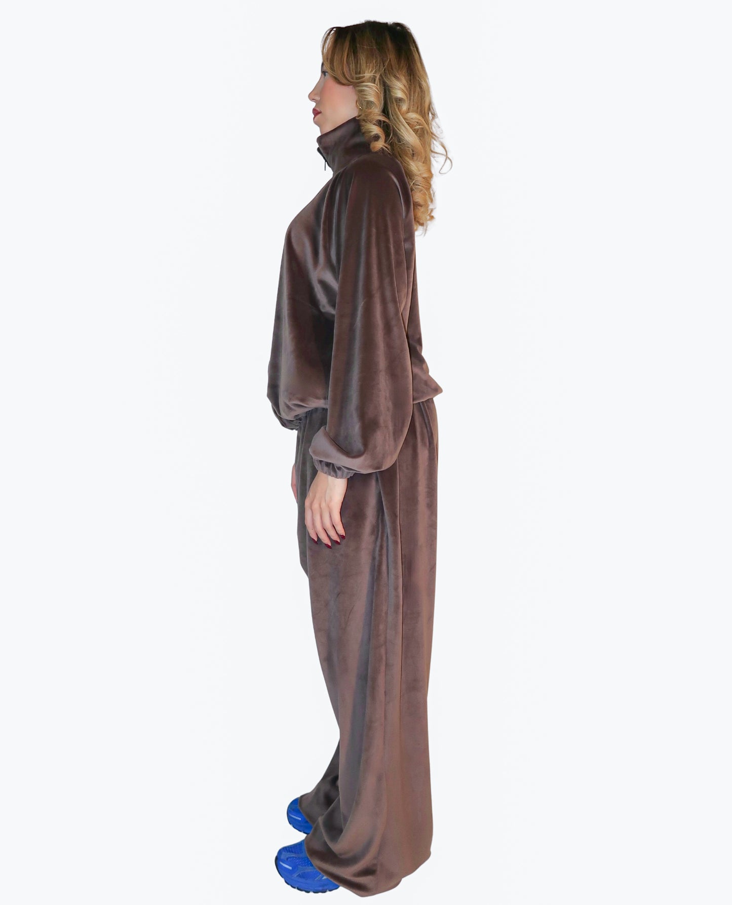 VELOUR SET in Olive Brown