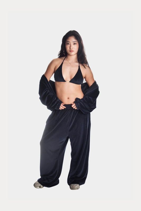 BUNDLE: Velour Set + Velour Top in Deep Blue